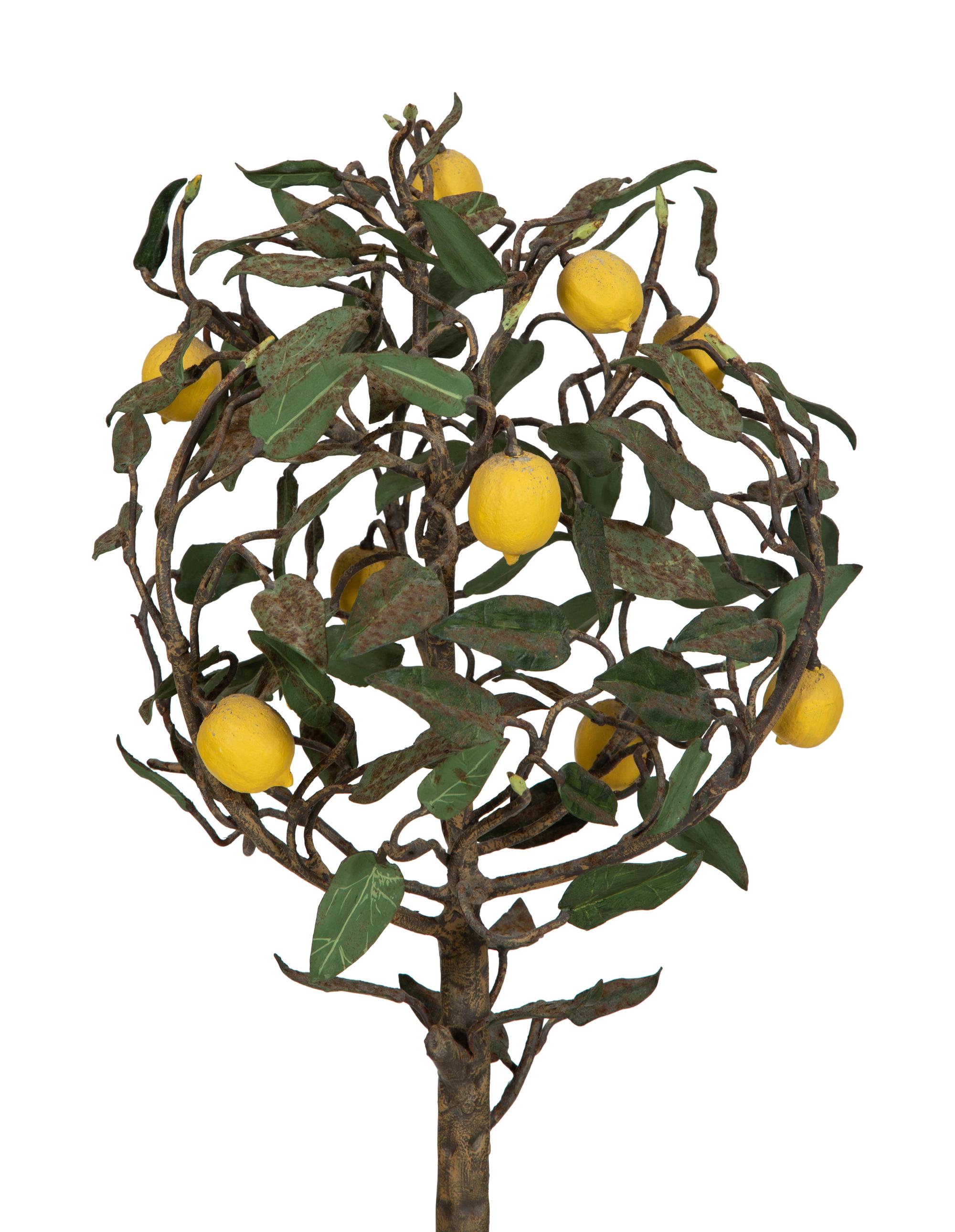 A Pair of Tôle Peinte Lemon Topiaries