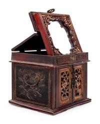 A Chinese Carved Wood Mirror Stand