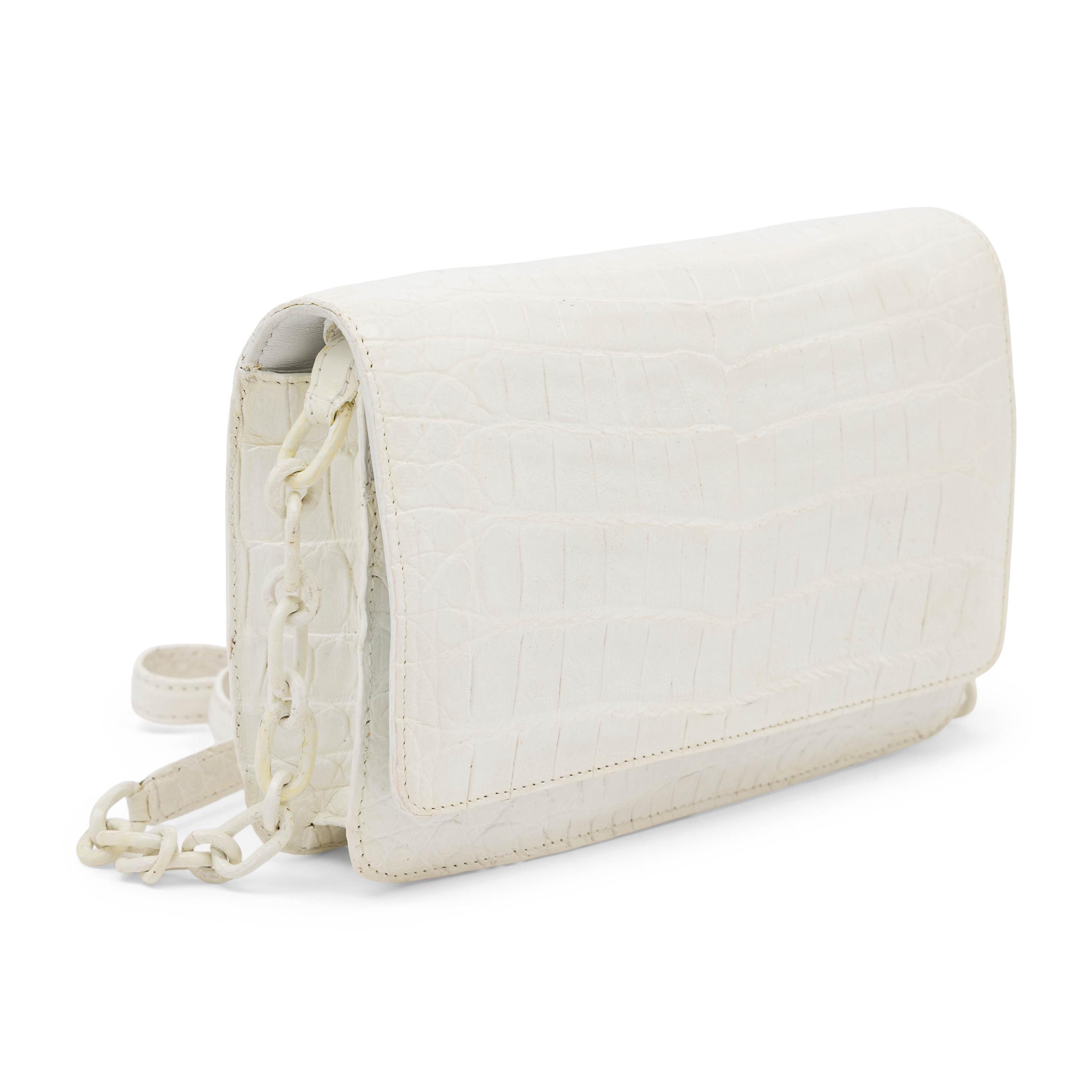 Nancy Gonzalez, White Crocodile Shoulder Bag/Clutch