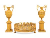 A Louis-Philippe Gilt Bronze Surtout de Table and a Pair of Restauration Gilt Bronze Urns