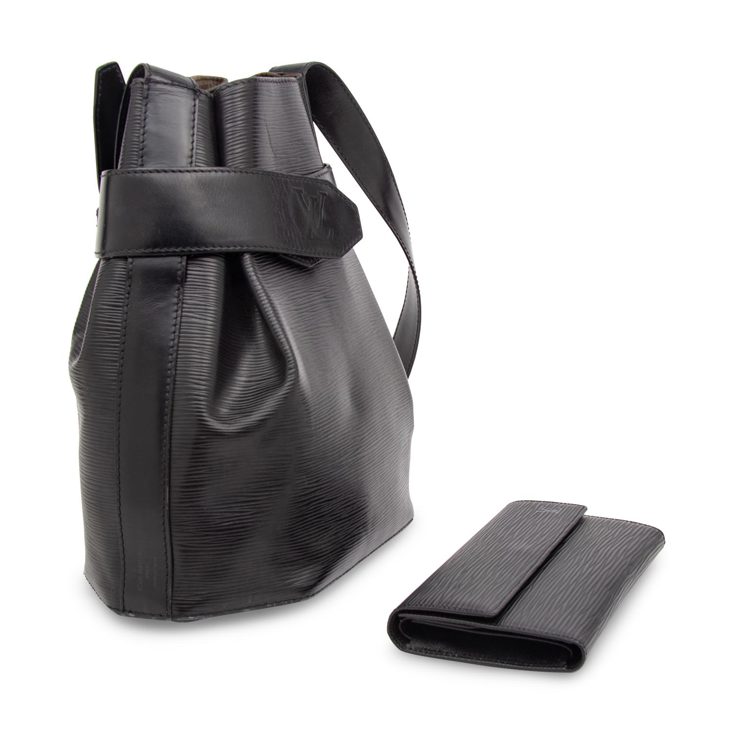 Louis Vuitton, Black Epi Sac d'Epaule & Wallet