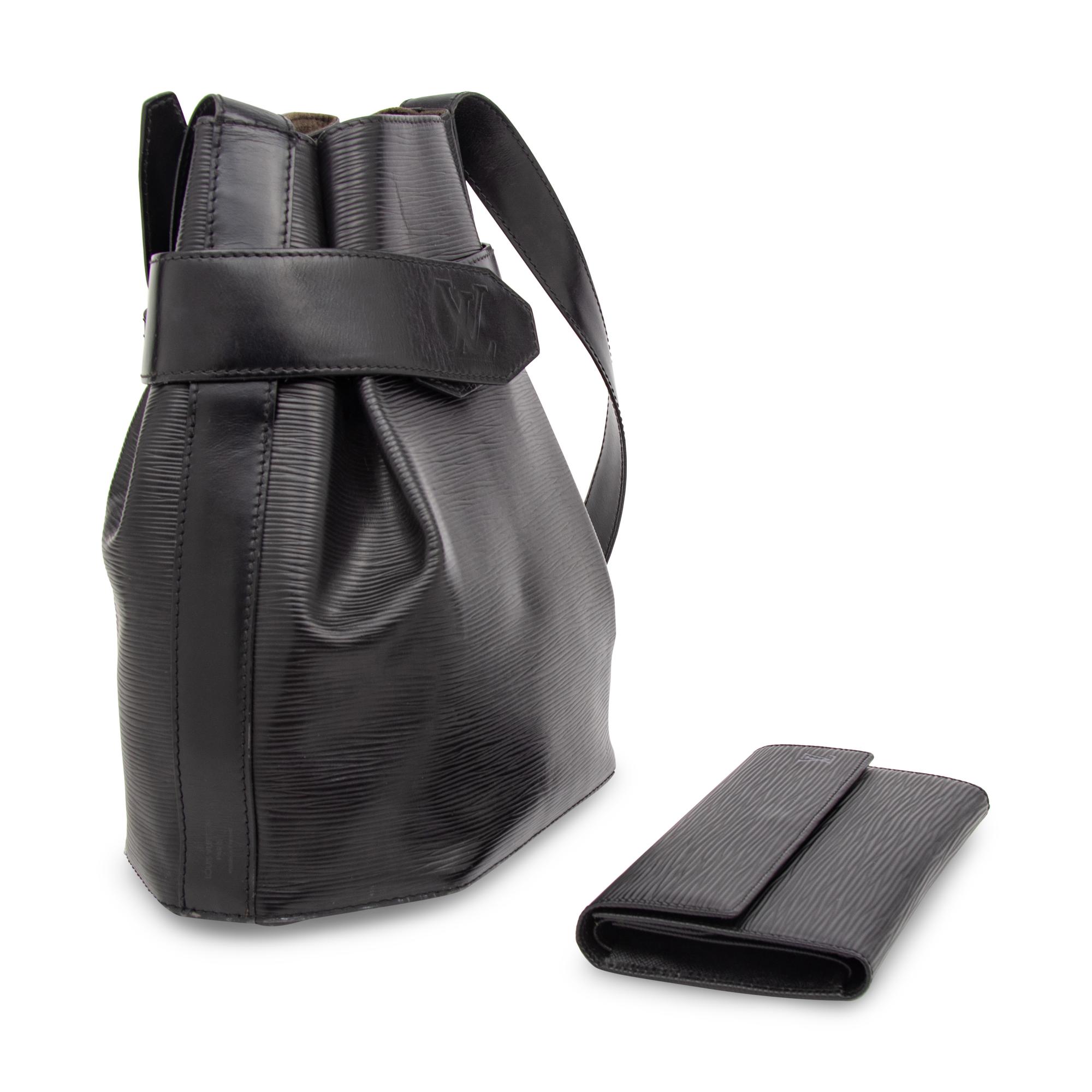 Louis Vuitton, Black Epi Sac d'Epaule & Wallet