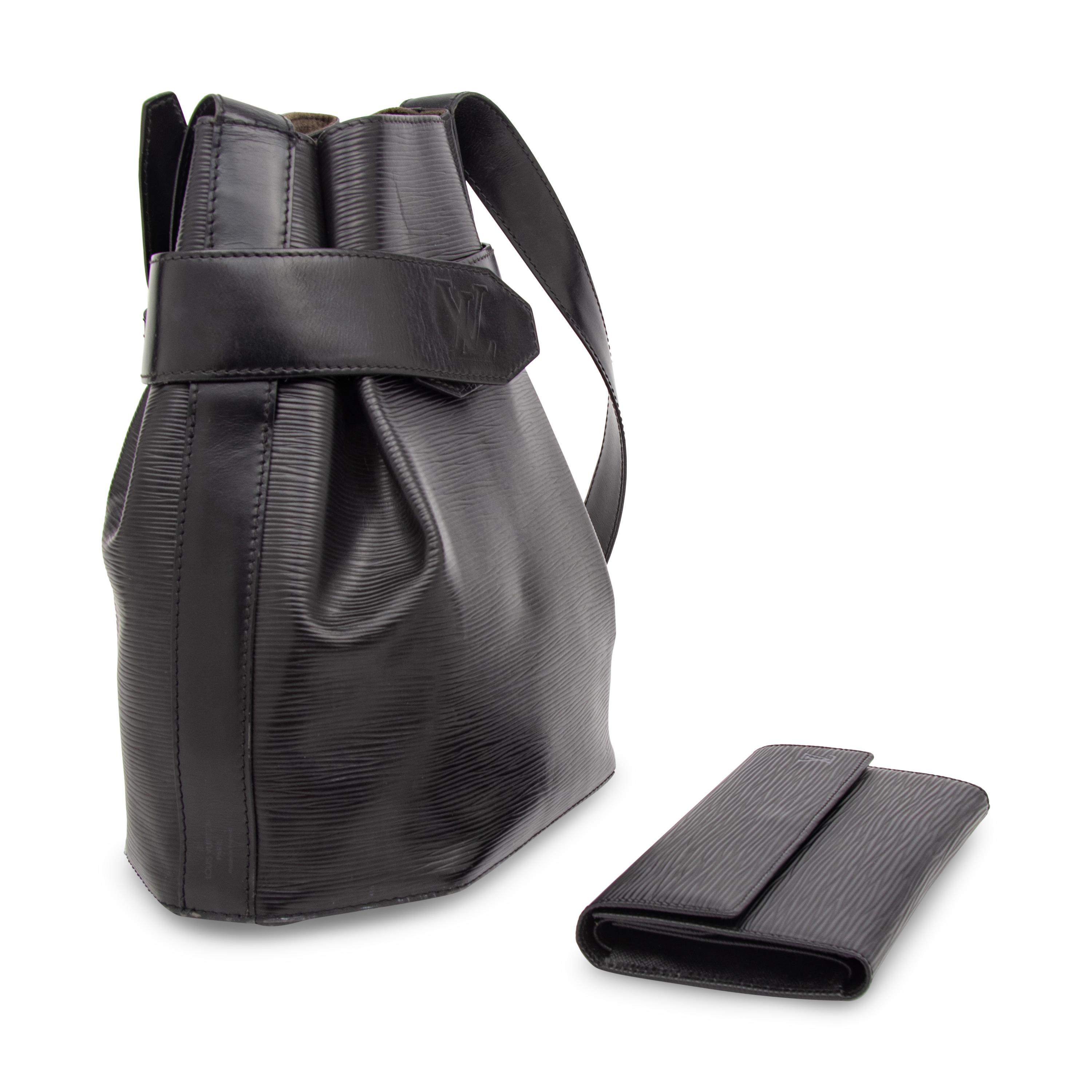 Louis Vuitton, Black Epi Sac d'Epaule & Wallet
