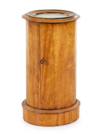 A Continental Fruitwood Marble-Inset Pedestal Cabinet