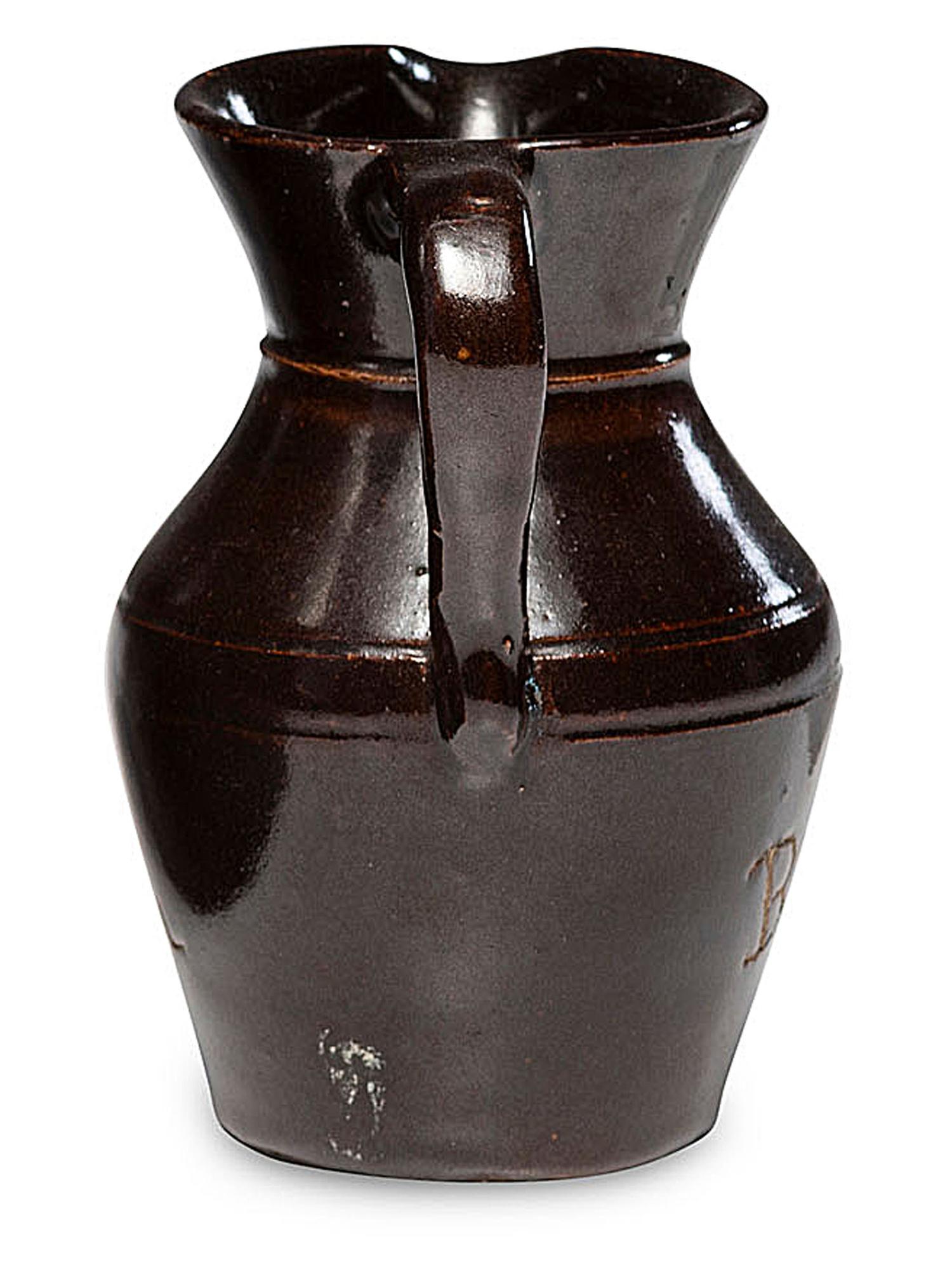 A Miniature Albany Slip-Glazed Political Campaign Favor Pitcher