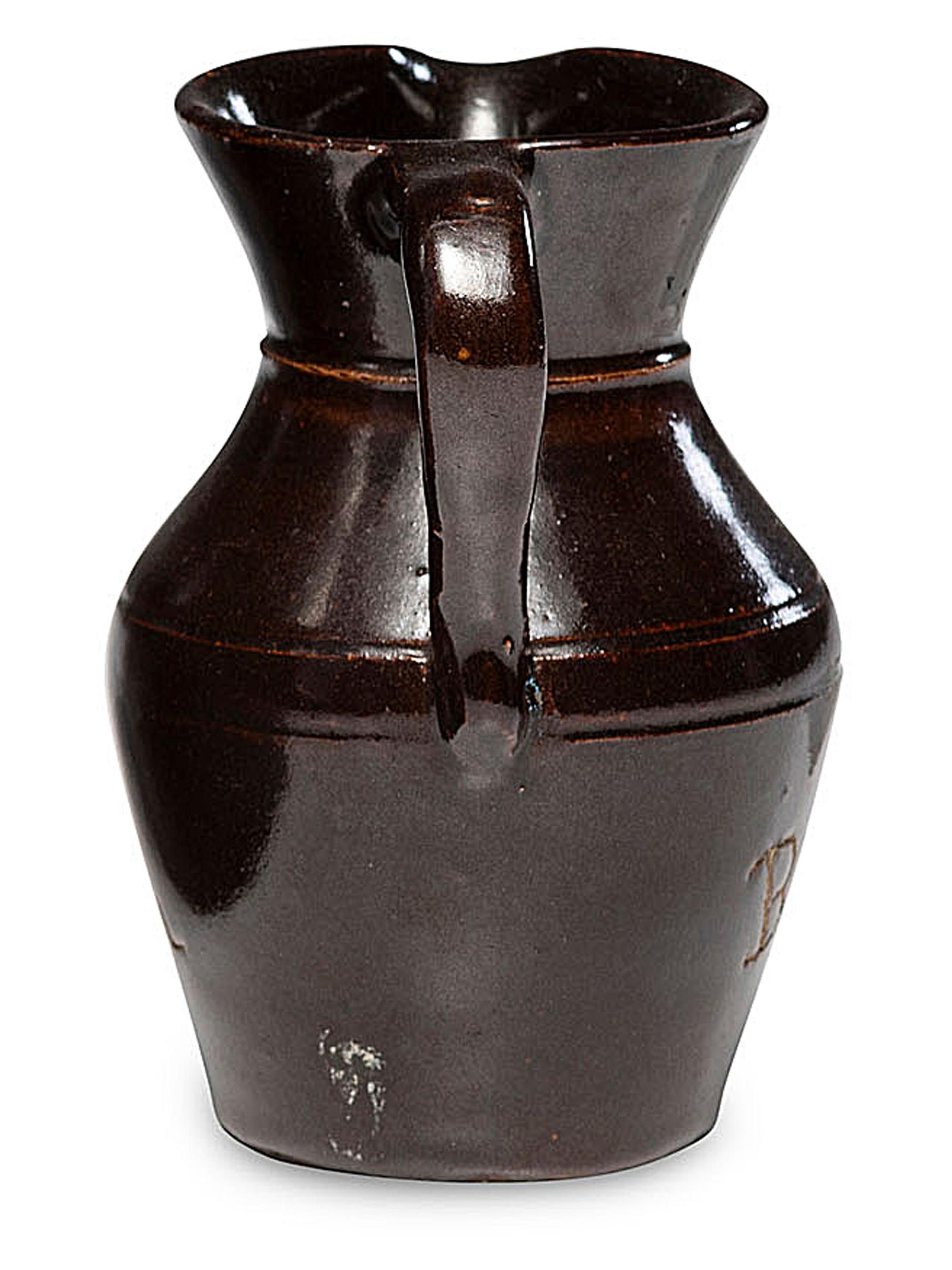 A Miniature Albany Slip-Glazed Political Campaign Favor Pitcher
