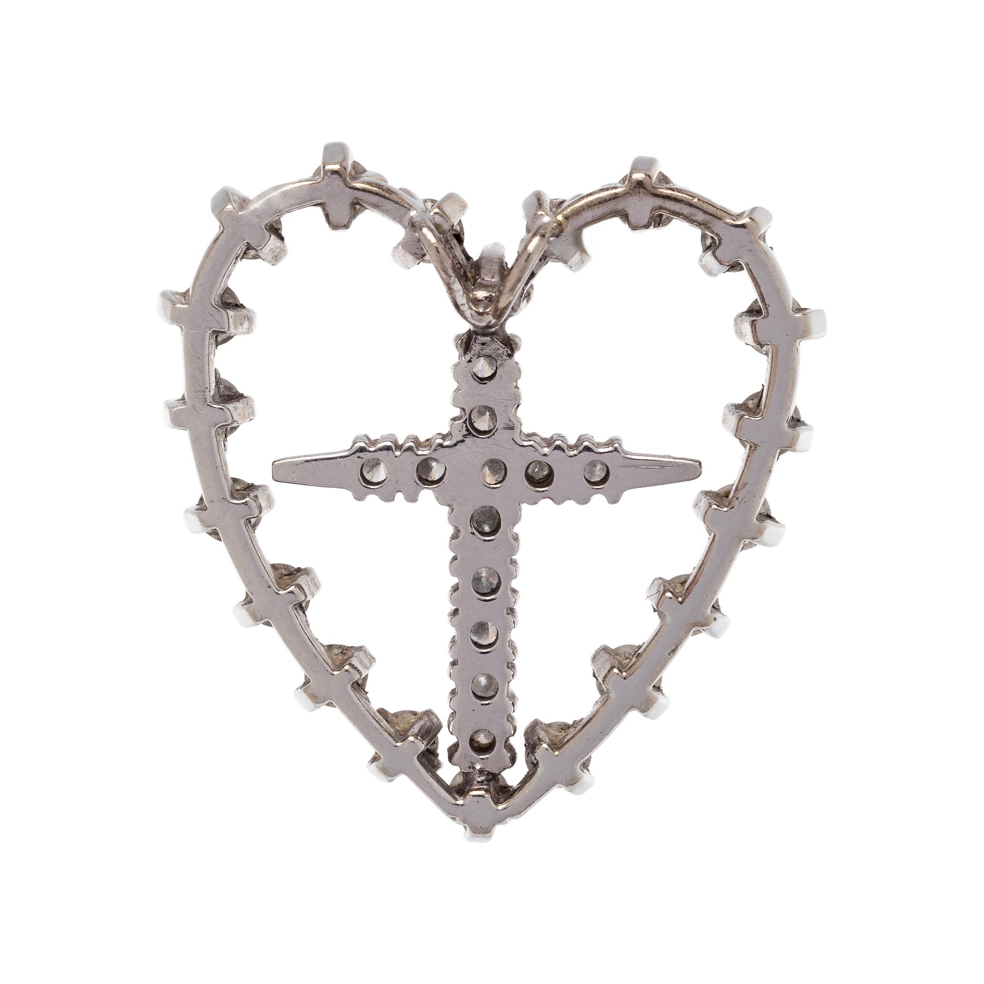 DIAMOND HEART AND CROSS PENDANT
