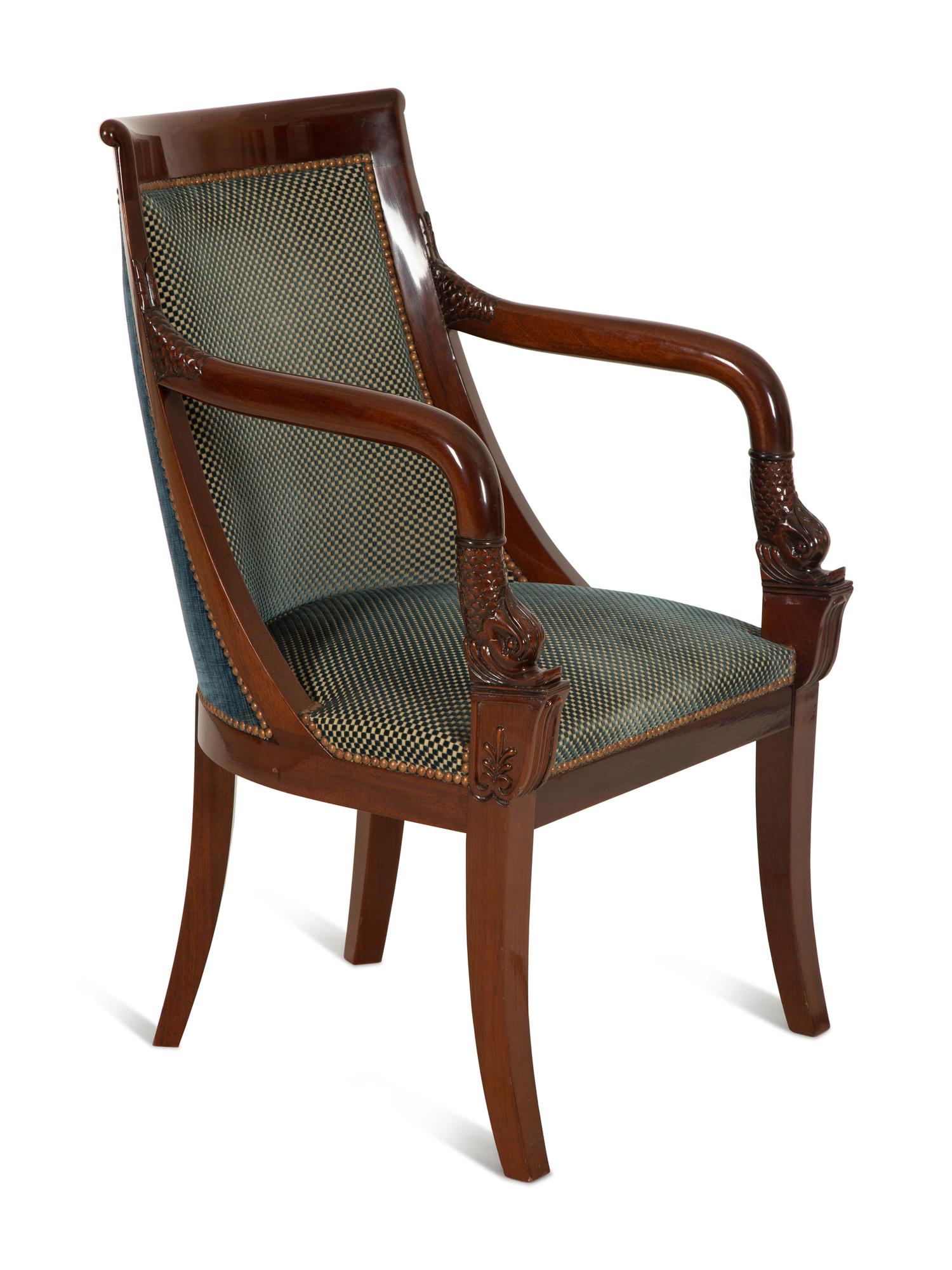 A Regency Style Carved Mahogany Armchair