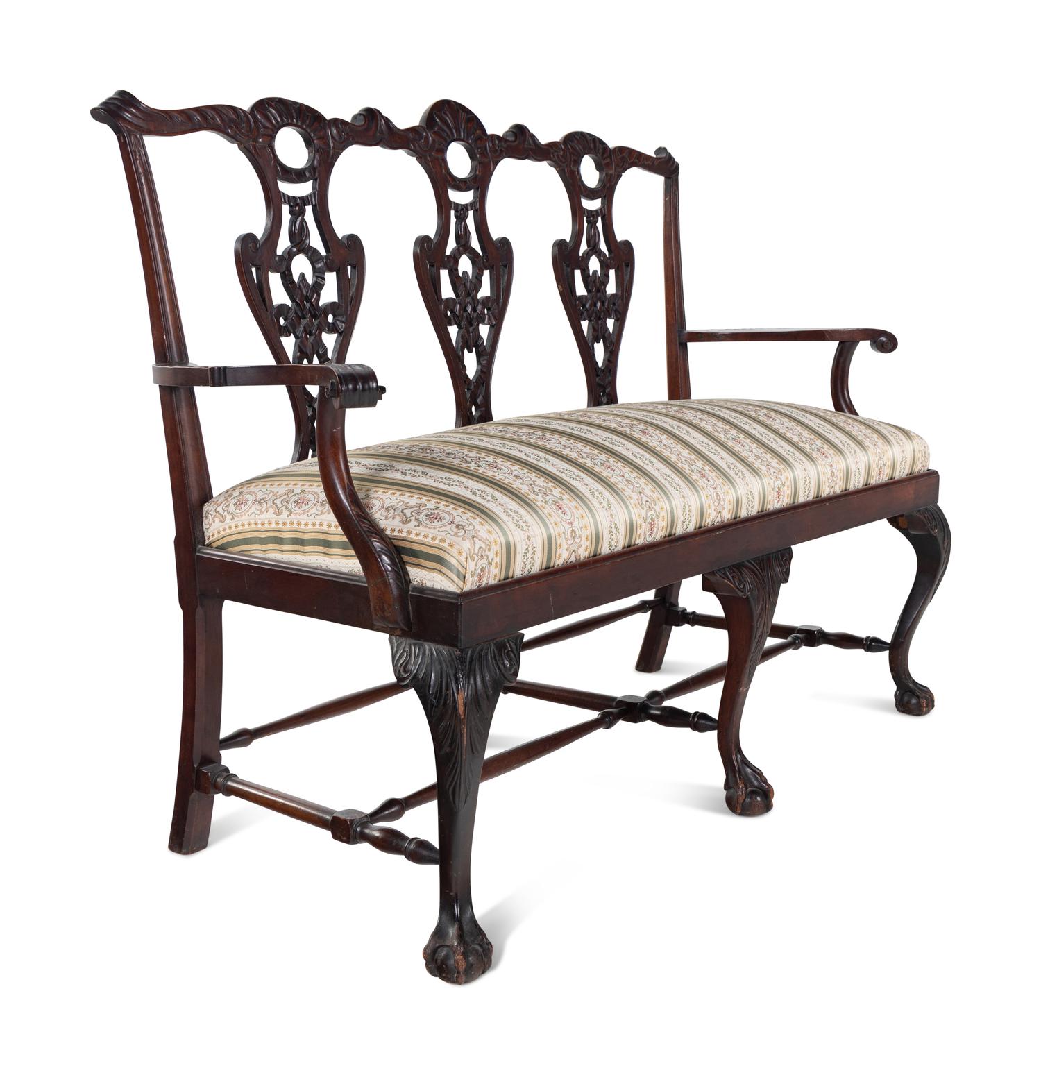 A George III Style Carved Mahogany Settee