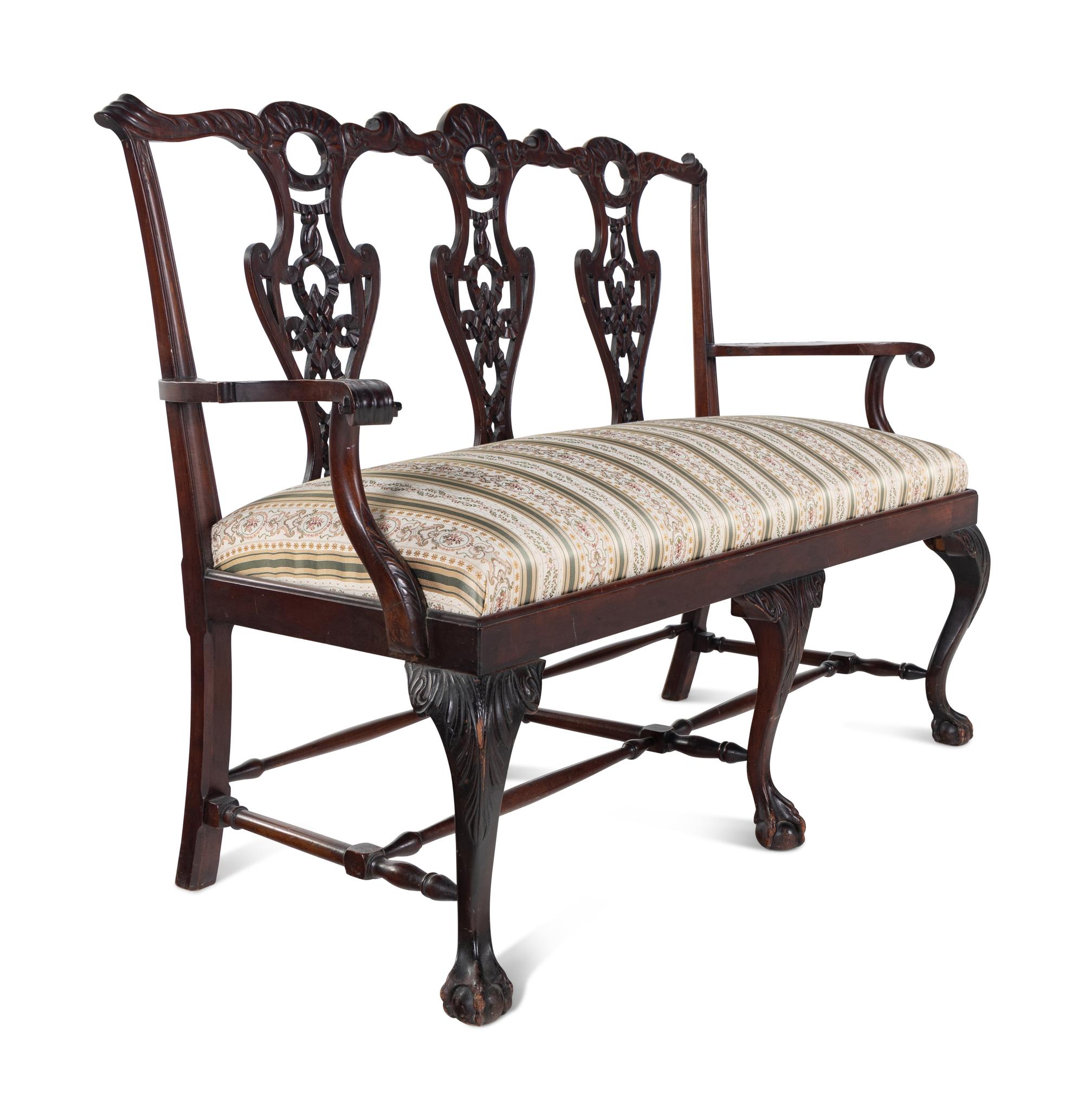 A George III Style Carved Mahogany Settee