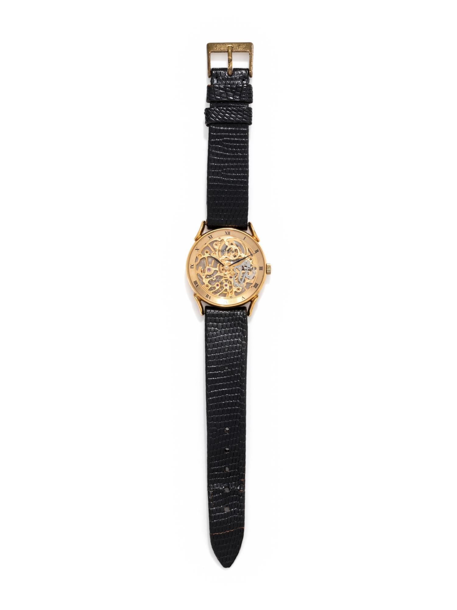 BUCHERER, GOLD-PLATED SKELETON WRISTWATCH