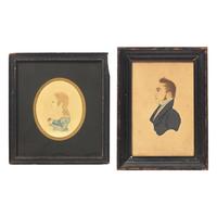 American School 19th Century, Two Portrait Miniatures: A Young Girl and Gentleman