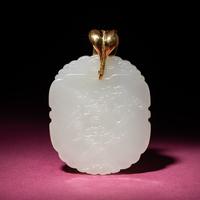 A Chinese White Jade 'Floral' Pendant, 18th/19th Century — 清中期 白玉花卉紋牌