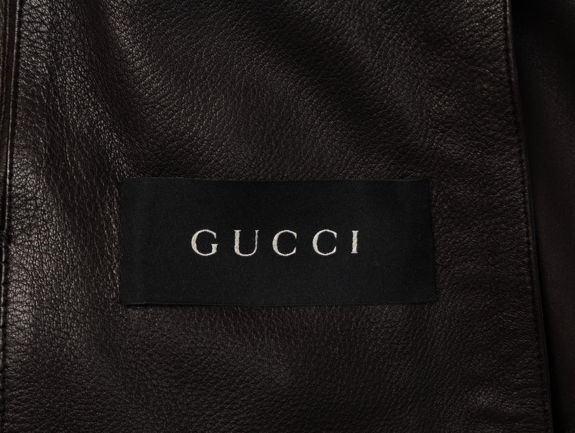 Gucci by Tom Ford, Brown Leather Racer Jacket