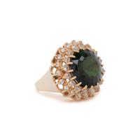 GREEN TOURMALINE AND DIAMOND RING