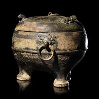 A Chinese Archaic Bronze Covered Tripod Vessel, Dun, Spring and Autumn Period 春秋 青銅敦