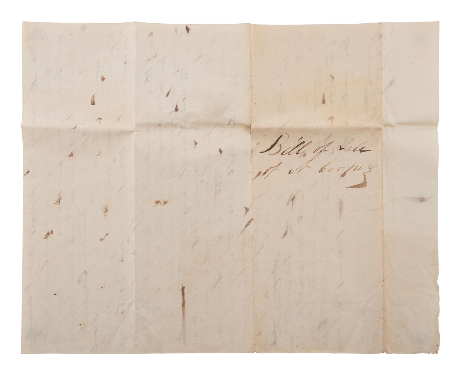 [SLAVERY & ABOLITION]. Manuscript bill of sale for an enslaved man named Cuff. New Jersey, 3 April 1821.