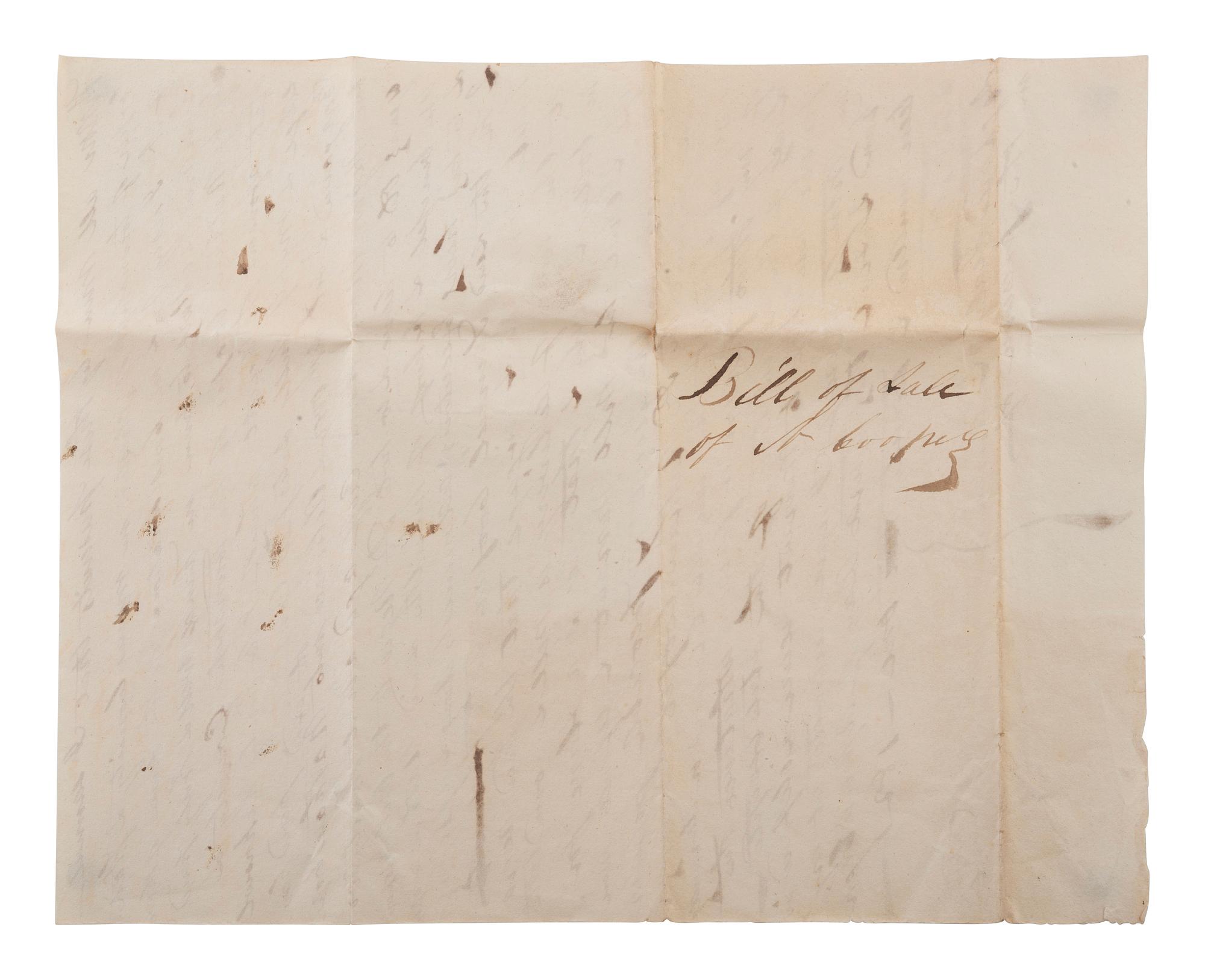 [SLAVERY & ABOLITION]. Manuscript bill of sale for an enslaved man named Cuff. New Jersey, 3 April 1821.