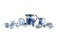 A Group of Flow Blue and Transferware Table Articles