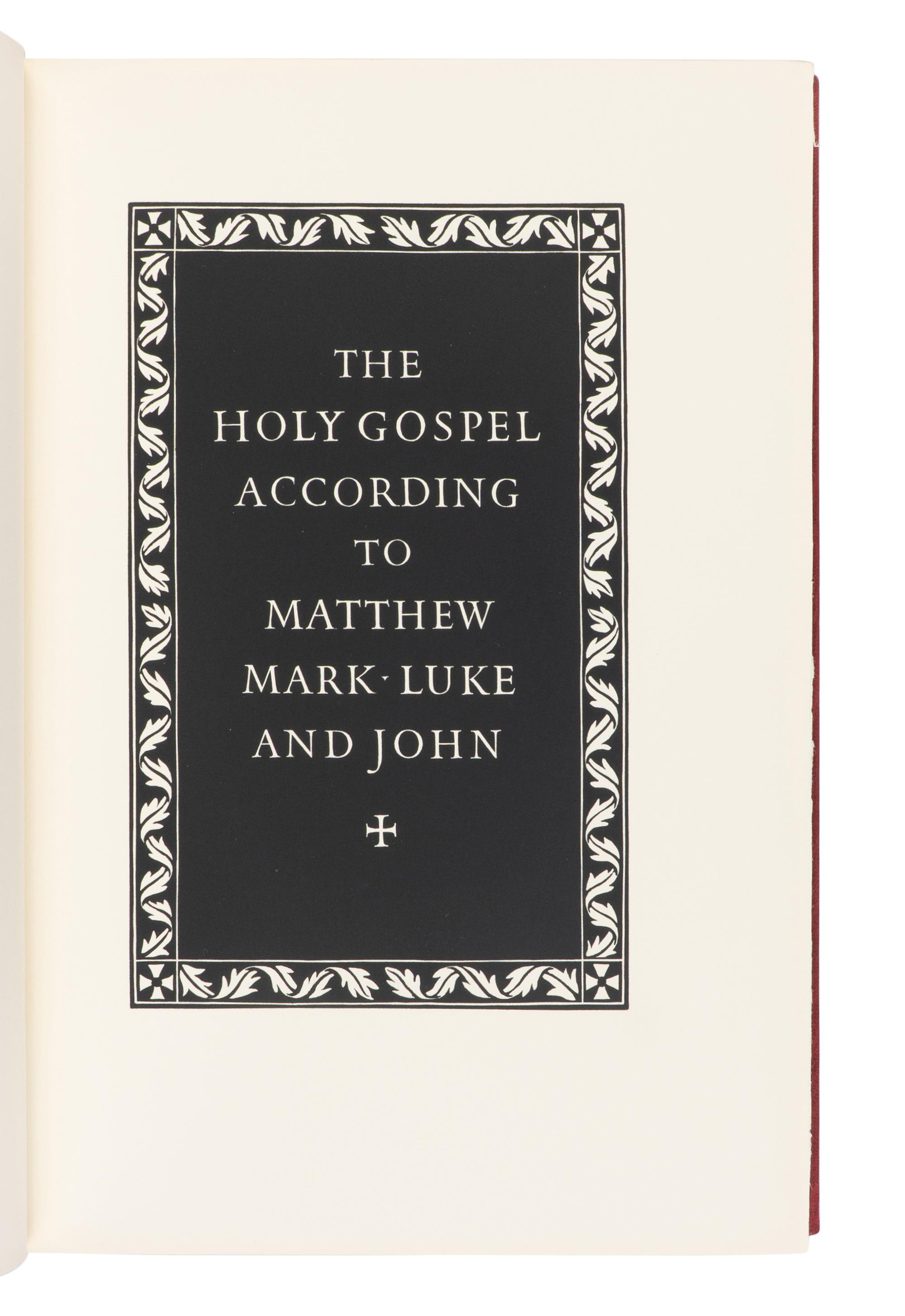 [FINE PRESS - OFFICINA BODONI]. The Holy Gospels according to Matthew, Mark, Luke, and John . Verona: Officina Bodoni, 1962.