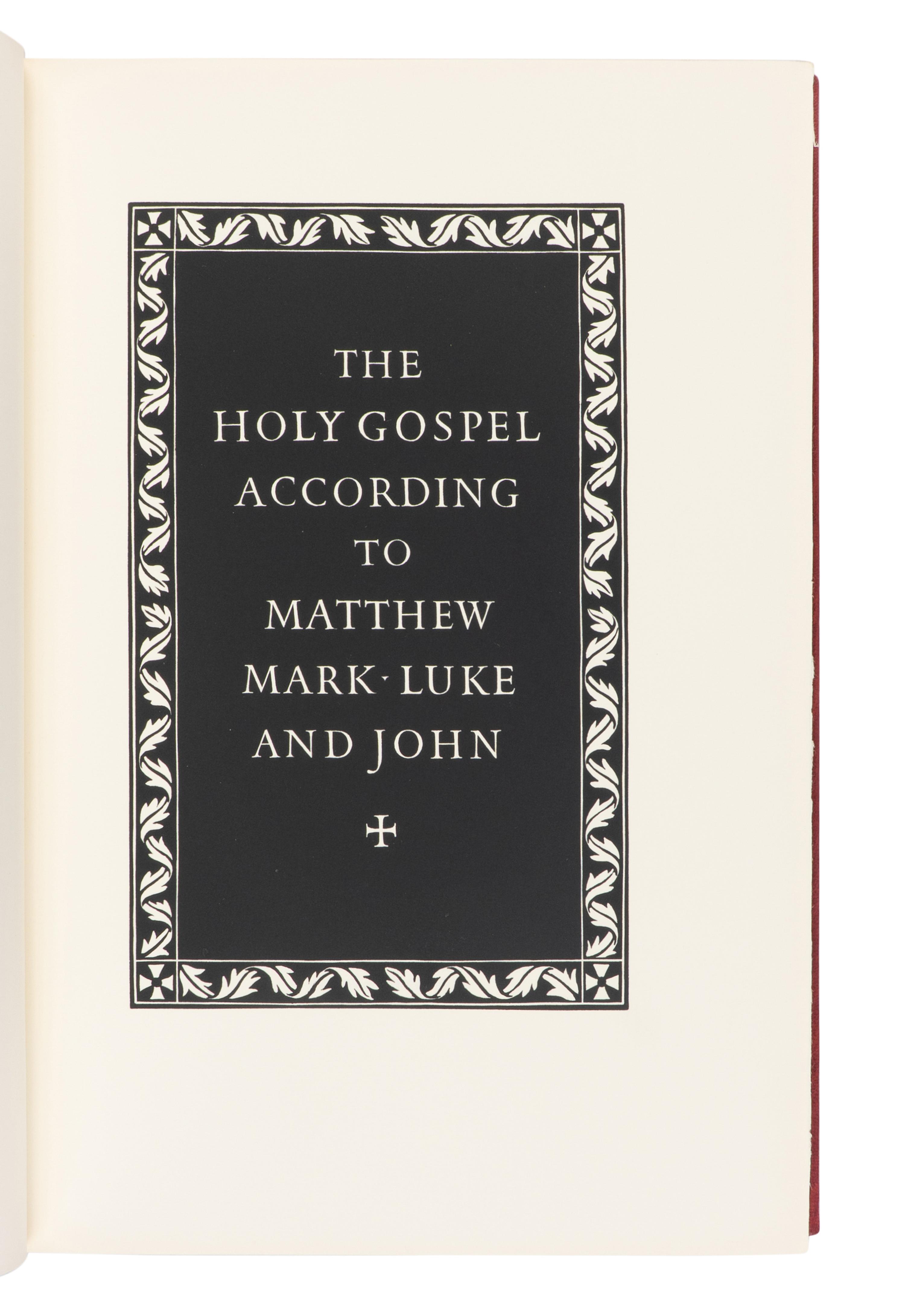 [FINE PRESS - OFFICINA BODONI]. The Holy Gospels according to Matthew, Mark, Luke, and John . Verona: Officina Bodoni, 1962.