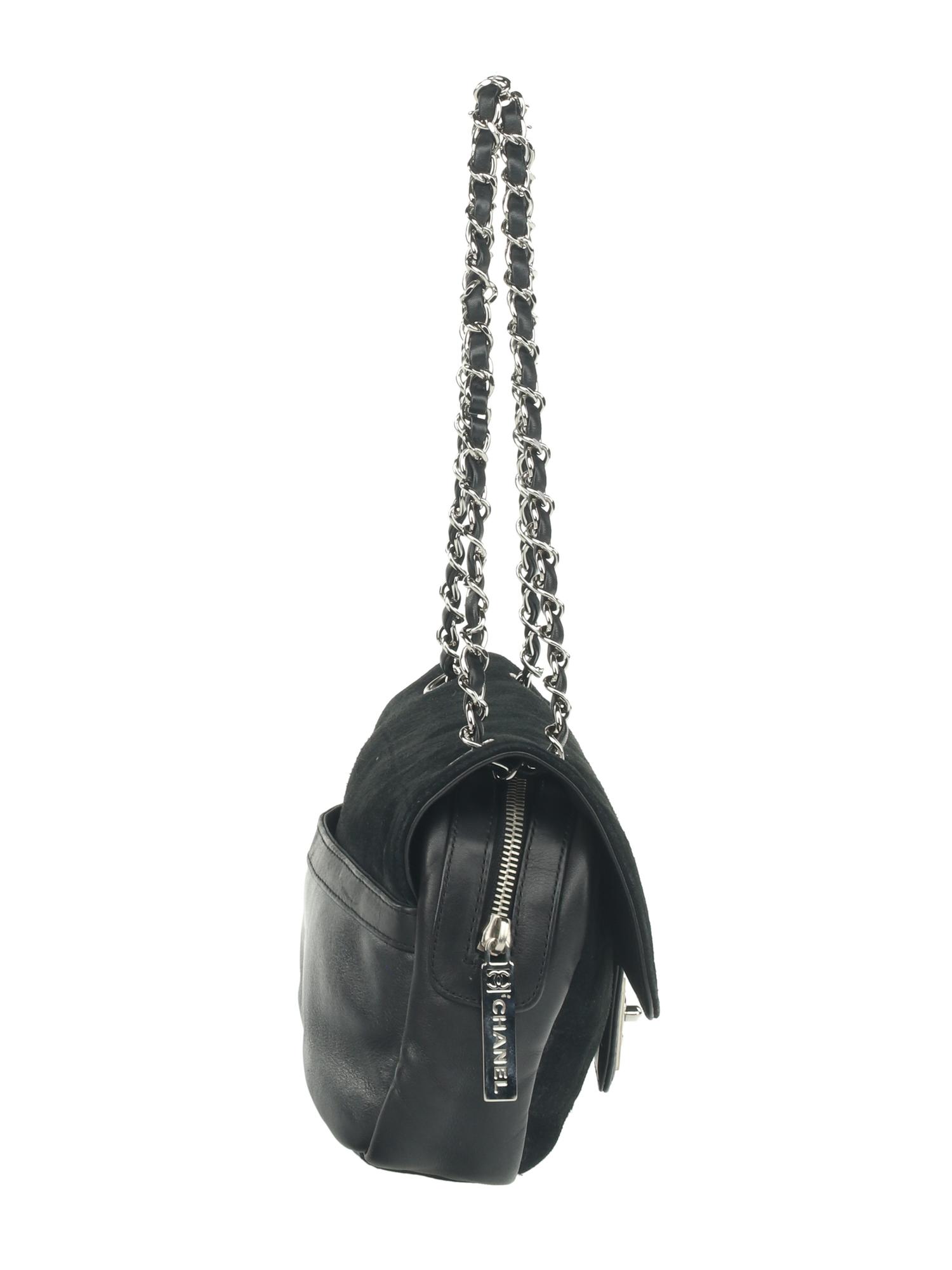 Chanel Chocolate Bar Bag in Black Suede