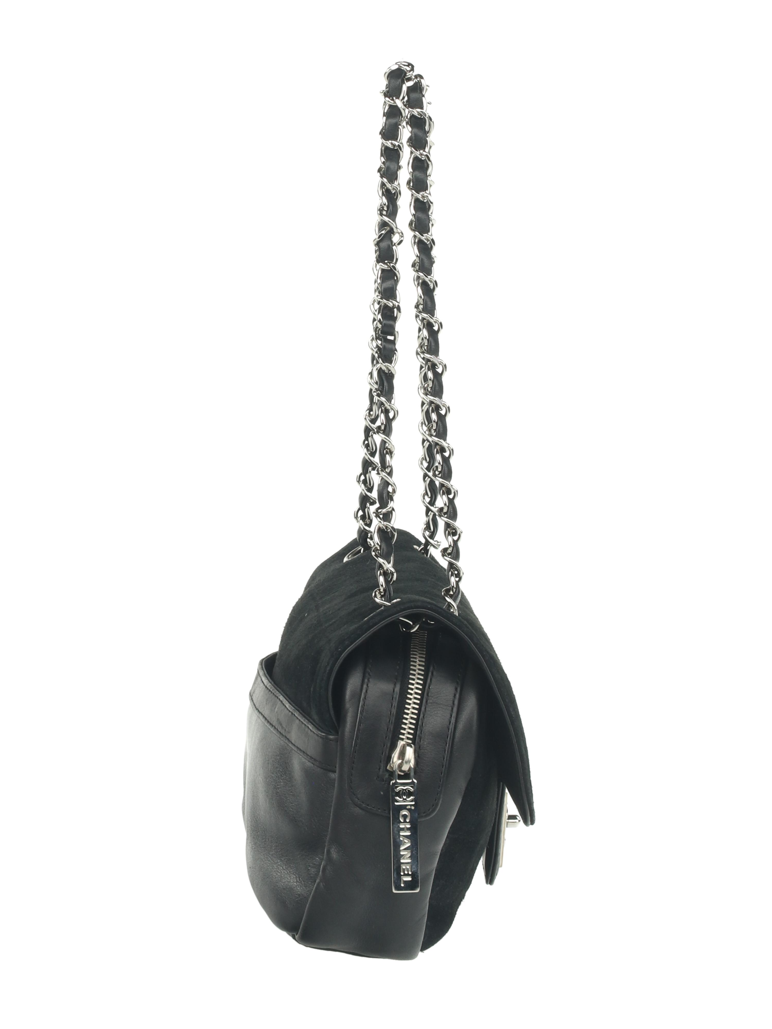 Chanel Chocolate Bar Bag in Black Suede