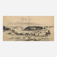 John Fulton Folinsbee (American, 1892–1972) House by Water, Three Islands; together with Dock, Boat in Water