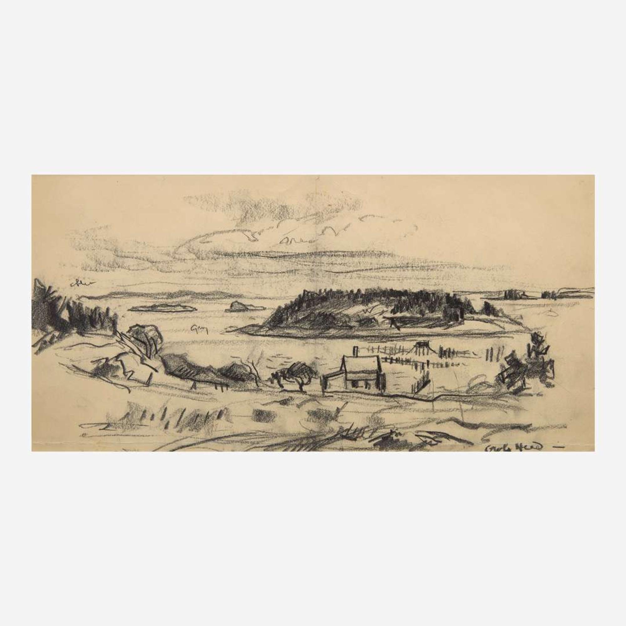 John Fulton Folinsbee (American, 1892–1972) House by Water, Three Islands; together with Dock, Boat in Water