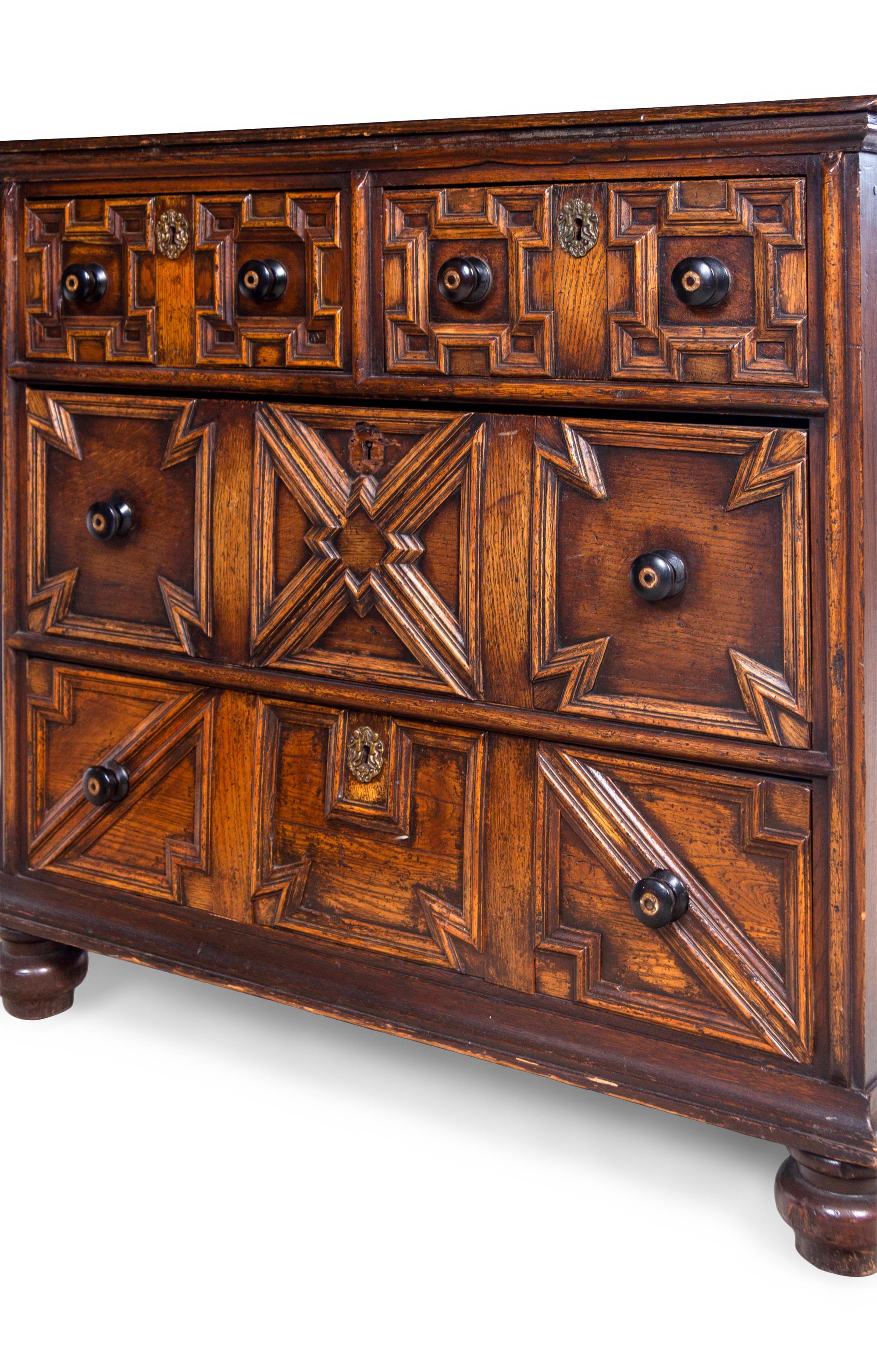 A Pair of Charles II Style Oak Chests of Drawers