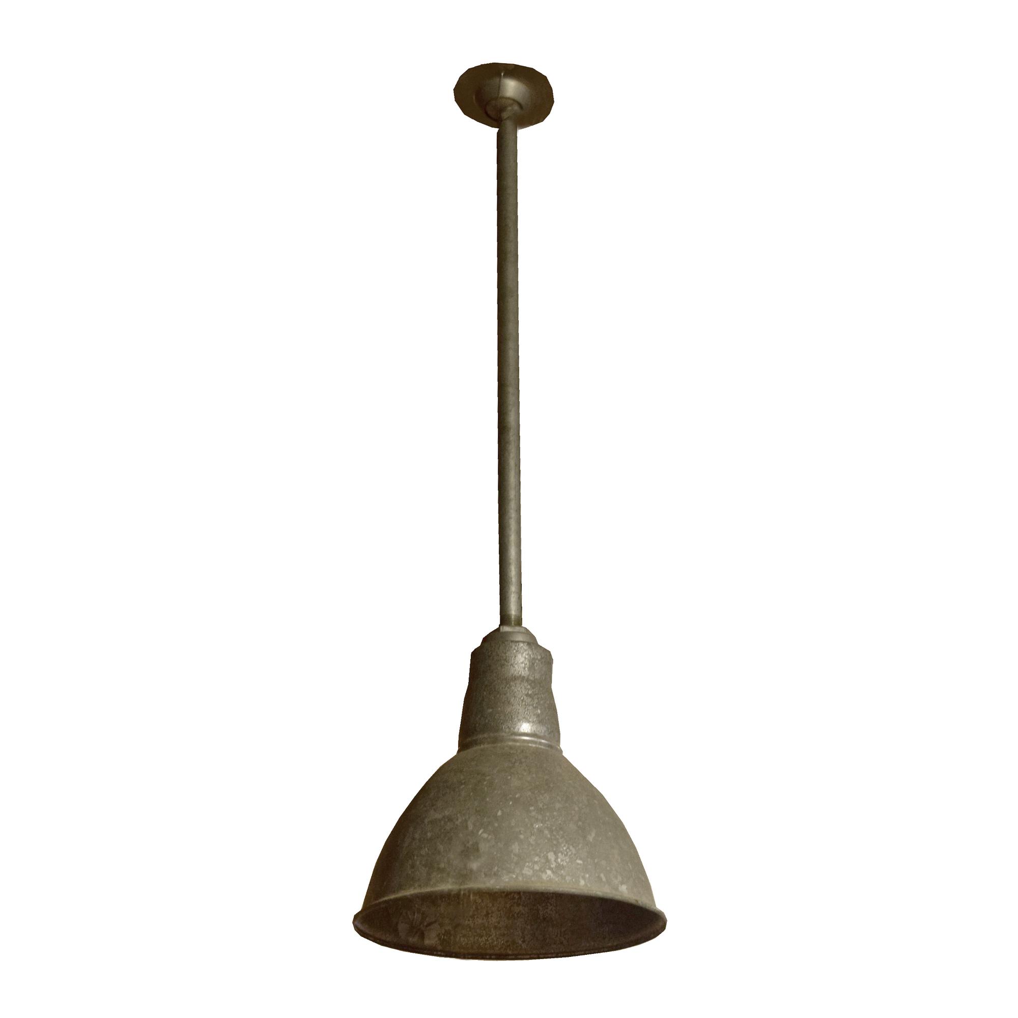 A Galvanized Steel Industrial Light Fixture 11" W x 11" D x 35 — United States, Circa 1950