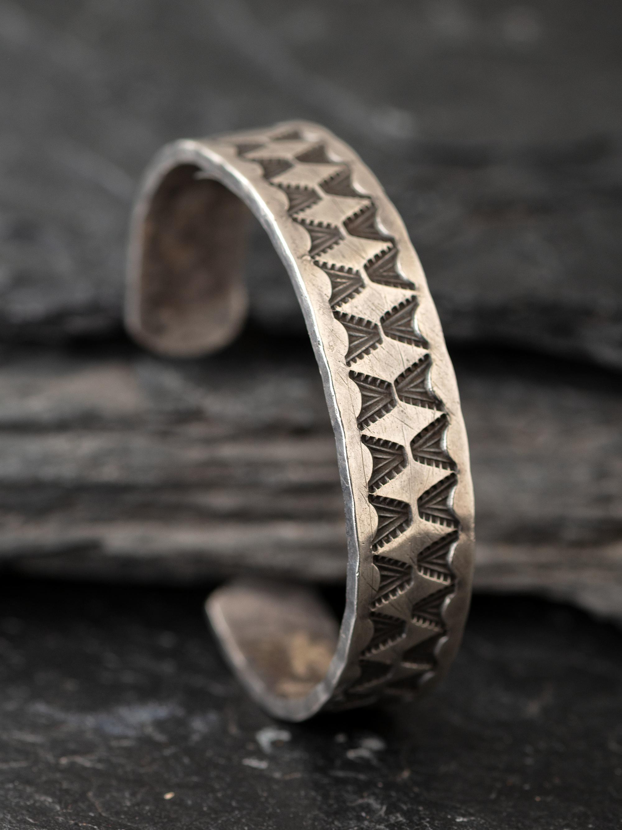 Navajo Heavily Stamped Ingot Cuff Bracelet
