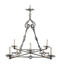 A Pair of Baroque Style Cast Metal Five-Light Ceiling Fixtures