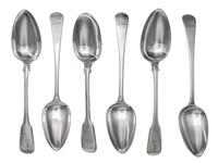A Group of Twelve George III Silver Serving Spoons, Various makers, comprising a set of six marked for William Ely & William Fearn, Lon