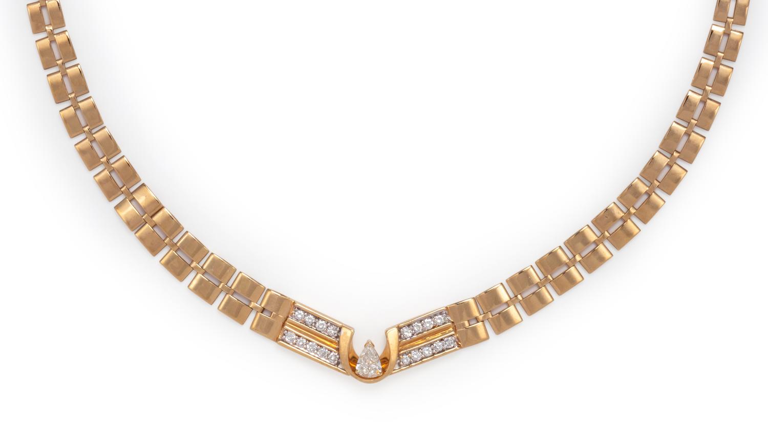 YELLOW GOLD AND DIAMOND NECKALCE