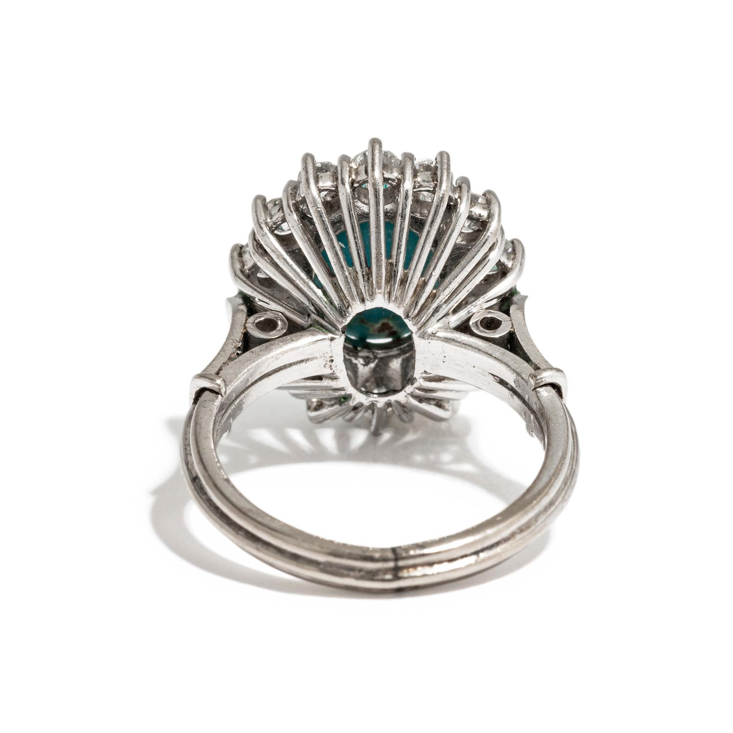 PLATINUM, TURQUOISE AND DIAMOND RING