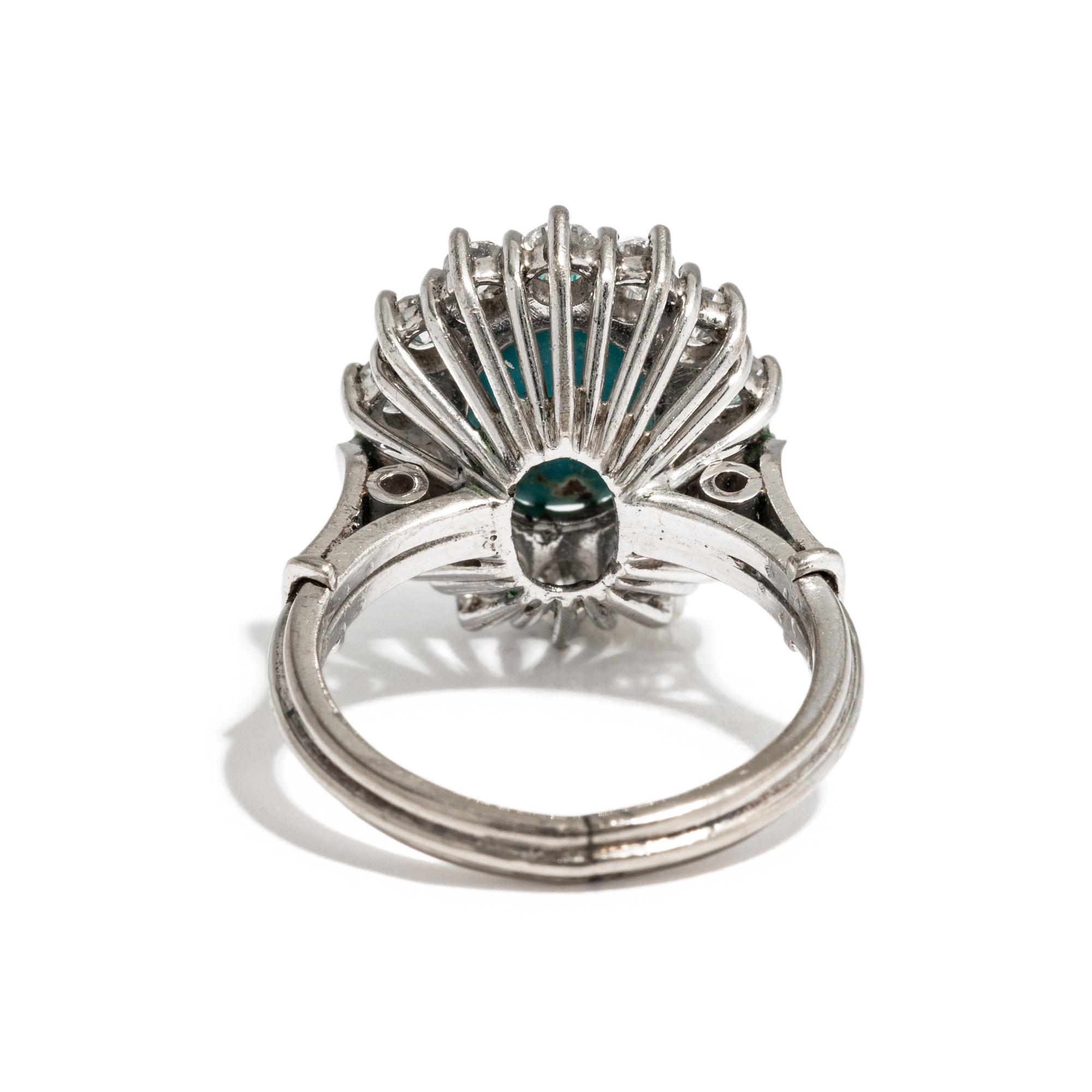 PLATINUM, TURQUOISE AND DIAMOND RING