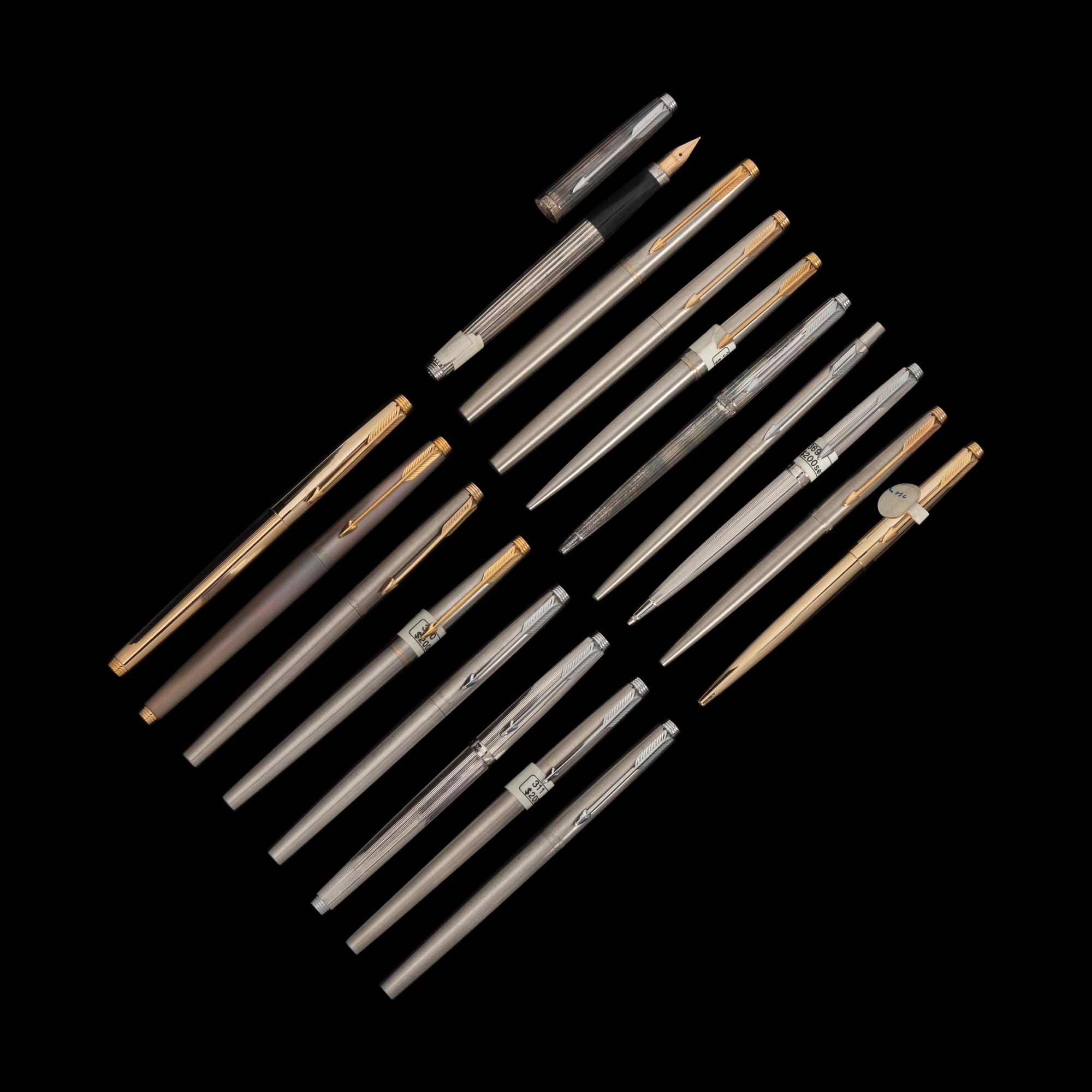 A Collection of Seventeen Parker Writing Instruments