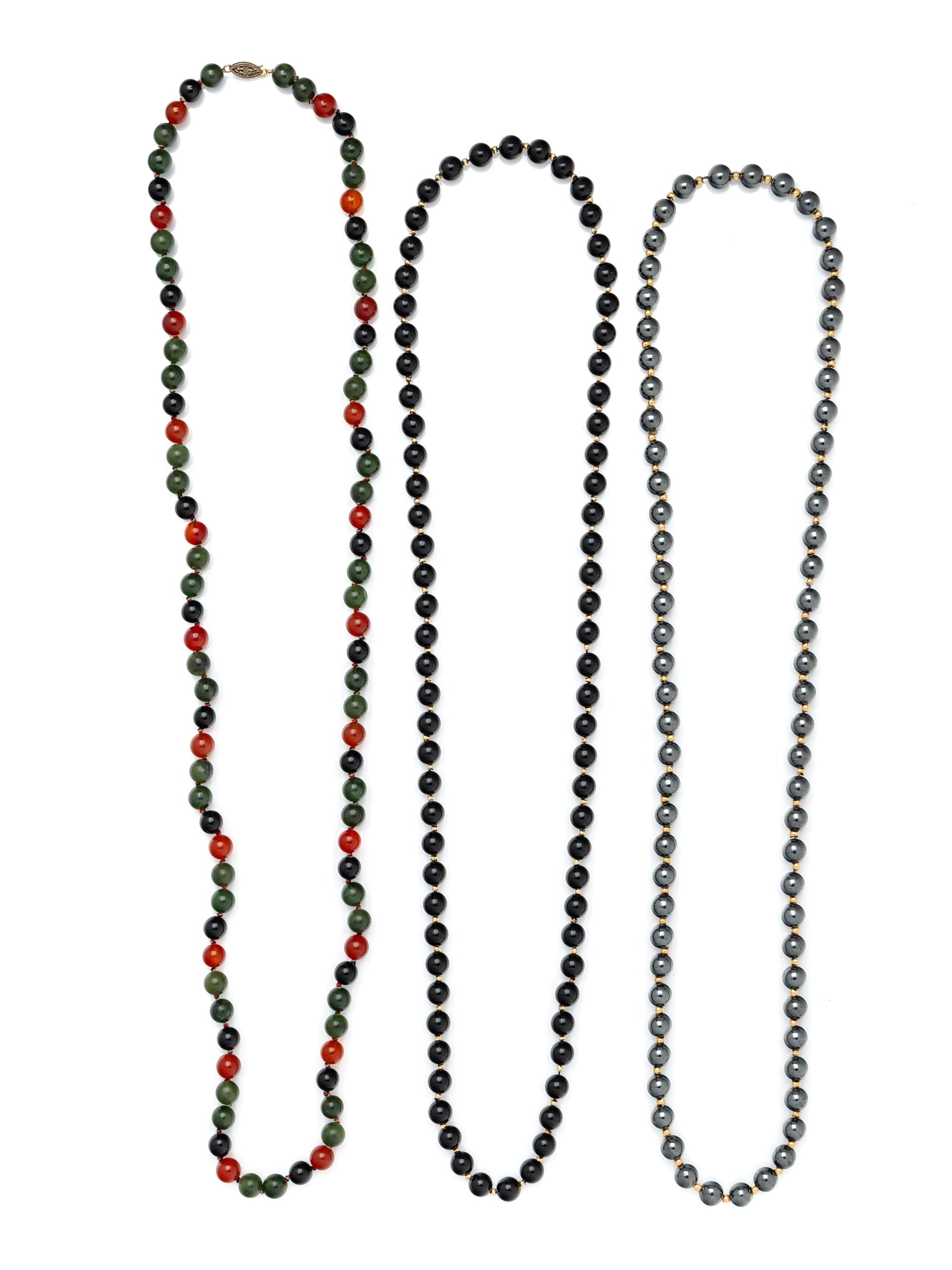 COLLECTION OF BEADED NECKLACES