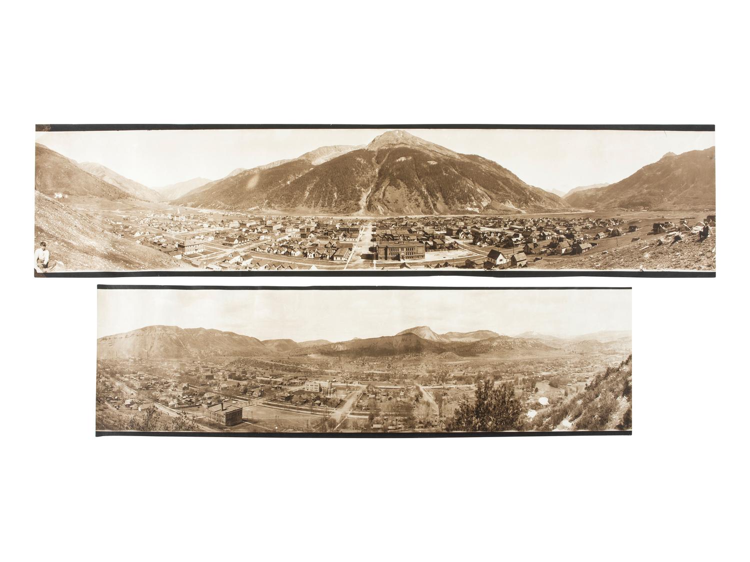 [COLORADO]. Exceptional group of 8 panoramic photographs of southern Colorado towns, comprising: