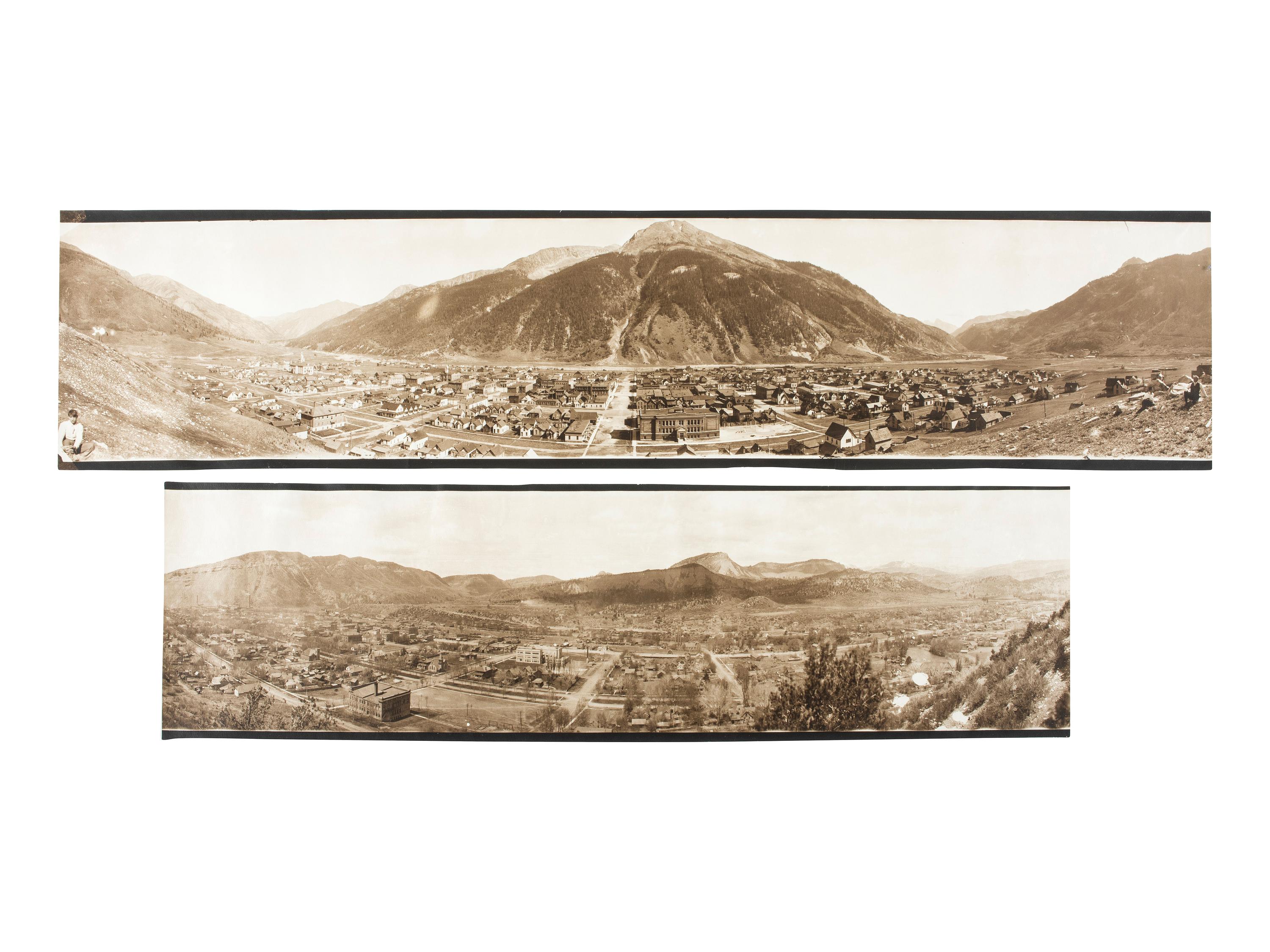 [COLORADO]. Exceptional group of 8 panoramic photographs of southern Colorado towns, comprising: