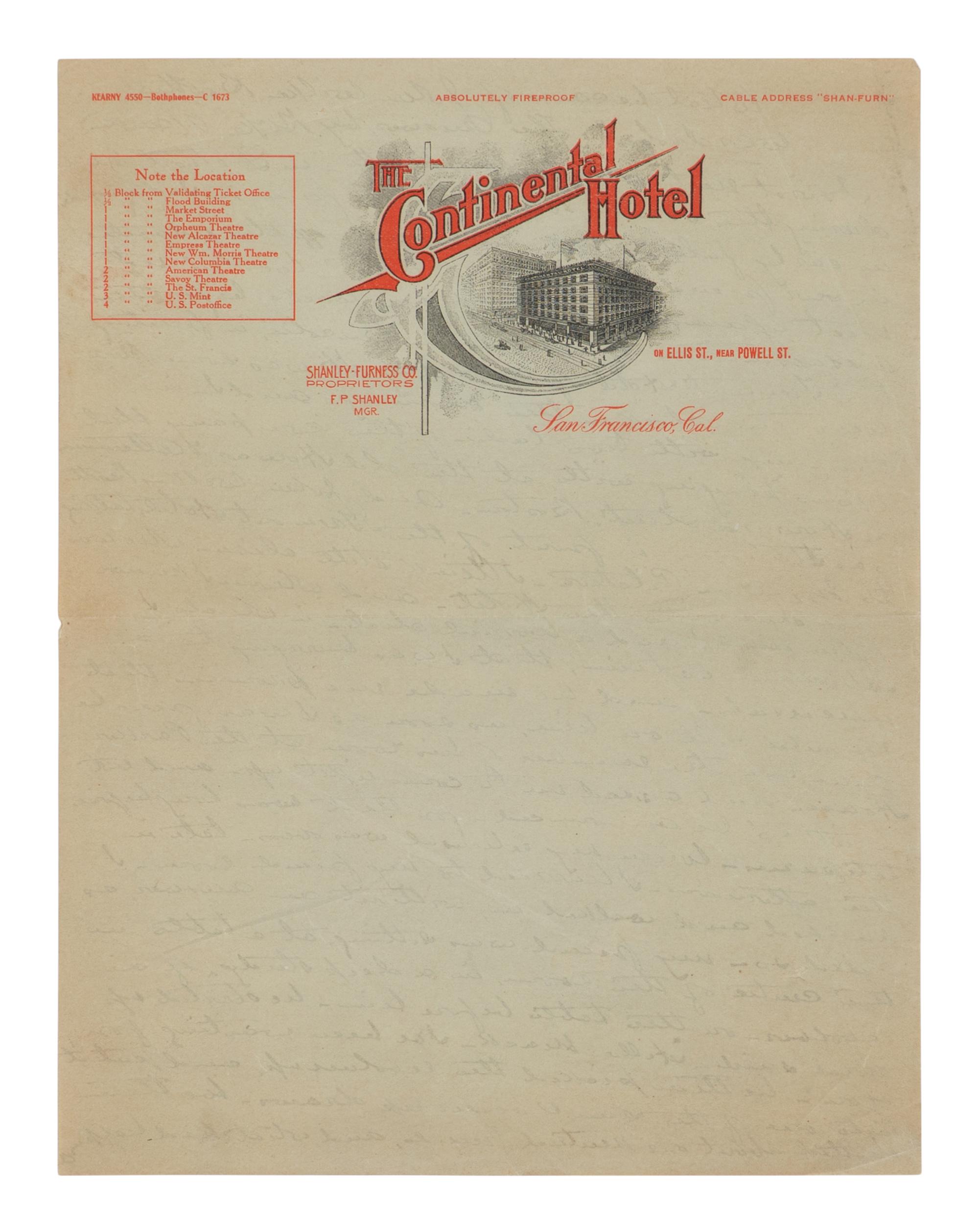 [BOOTH, John Wilkes (1838-1865)]. RANKIN, Arthur McKee (1841-1914). Partial manuscript entitled "What Became of John Wilkes Boothe's Wardrobe?" [San Francisco, ca 1909].