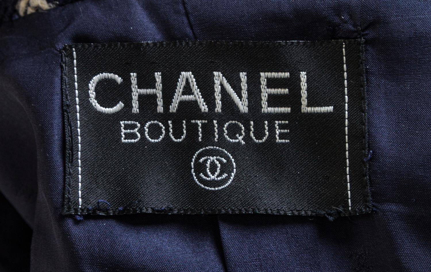 A Chanel Navy and White Boucle Skirt Ensemble, Skirt size 38.