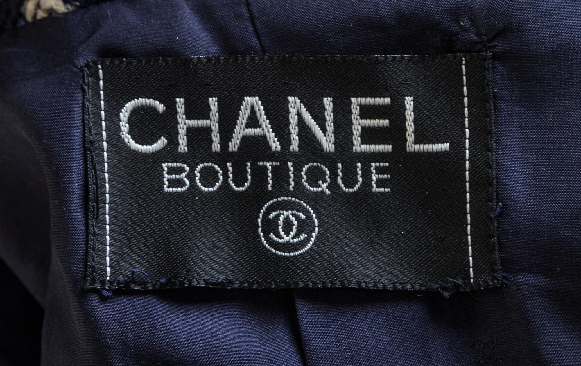 A Chanel Navy and White Boucle Skirt Ensemble, Skirt size 38.