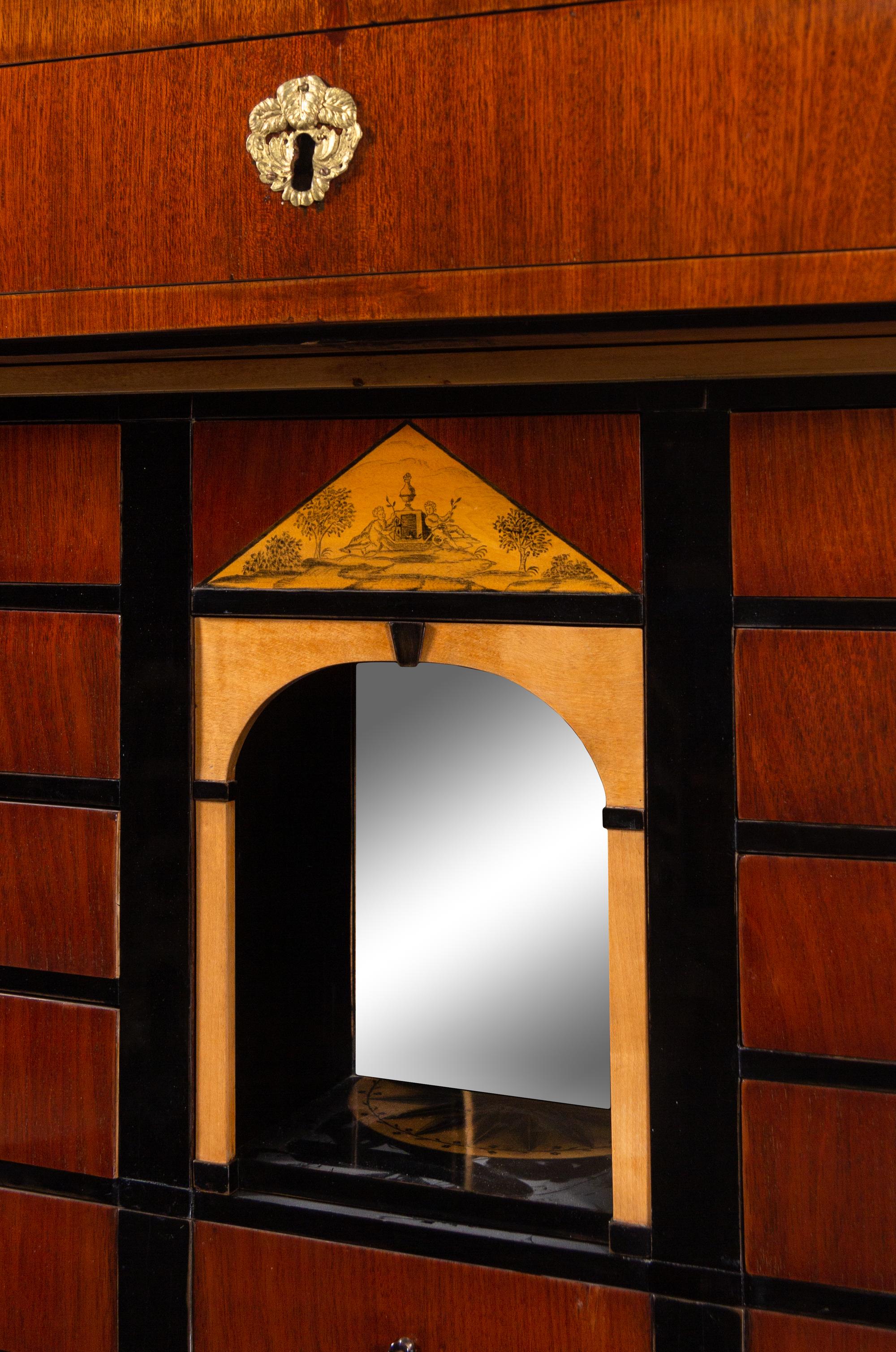 An Austrian Empire Parcel Ebonized and Gilt Mahogany Secrétaire à Abattant