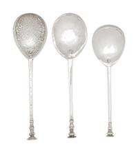 A Group of Three English Provincial Silver Seal Top Spoons