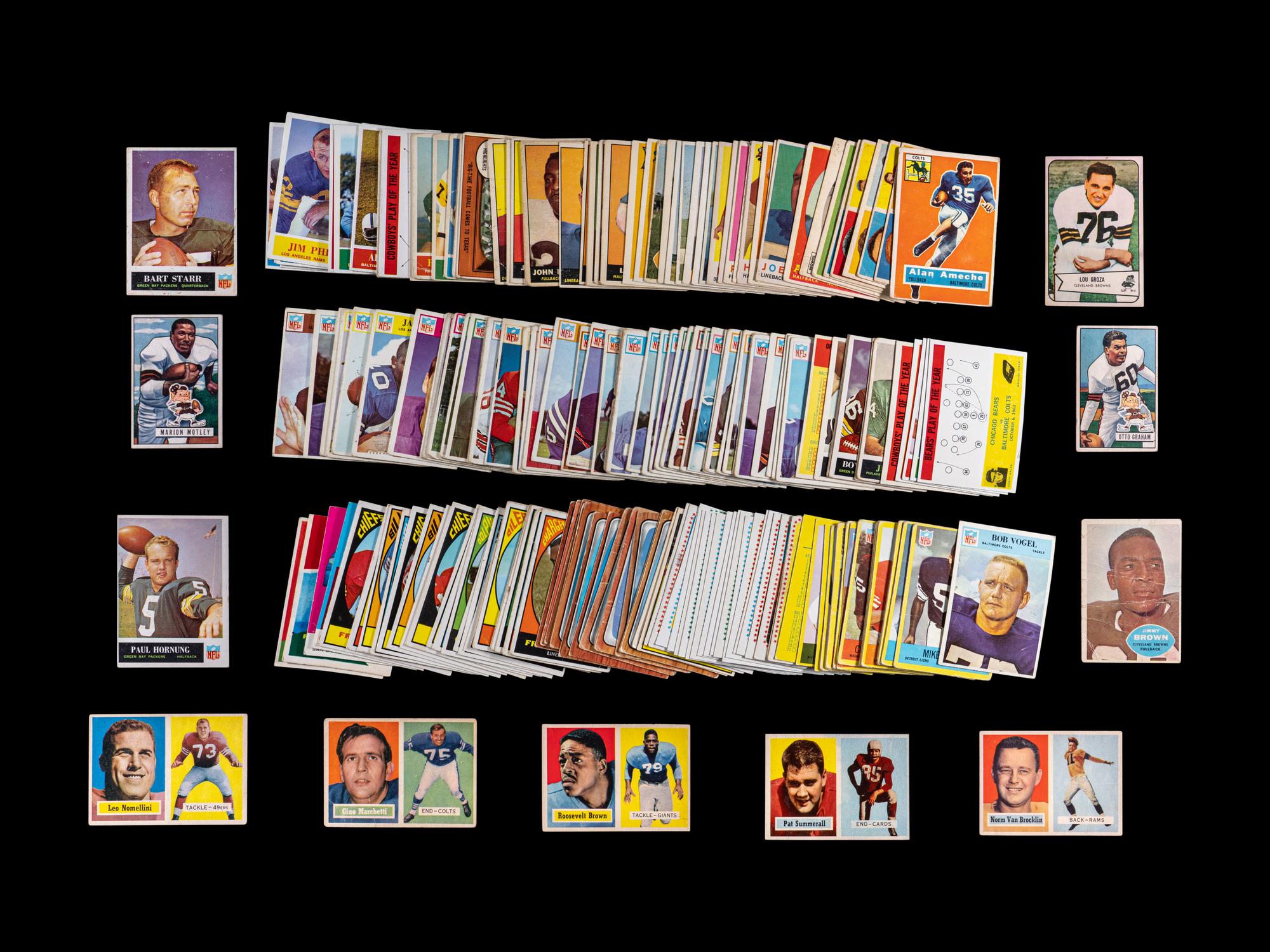 A Shoebox Collection of Over 200 Assorted 1950s and 1960s Football Cards Including Multiple Hall of Famers and Notables