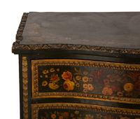 A Continental Louis XVI Style Floral Painted Commode