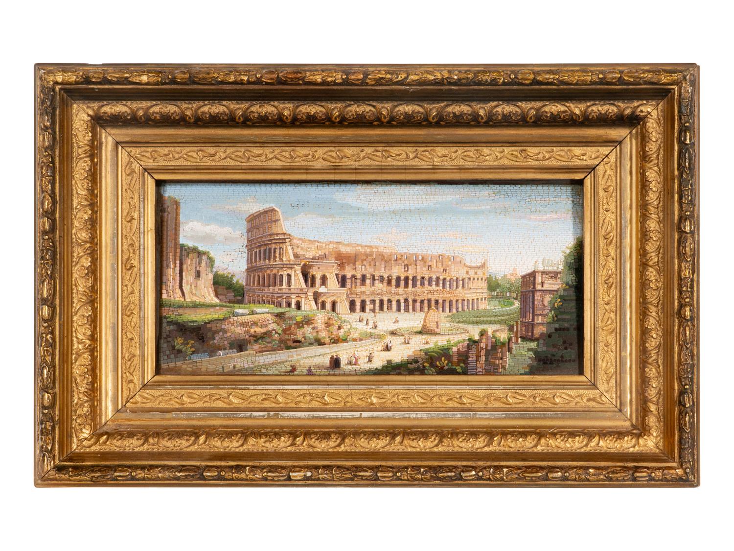 An Italian Micromosaic Plaque Depicting the Colosseum