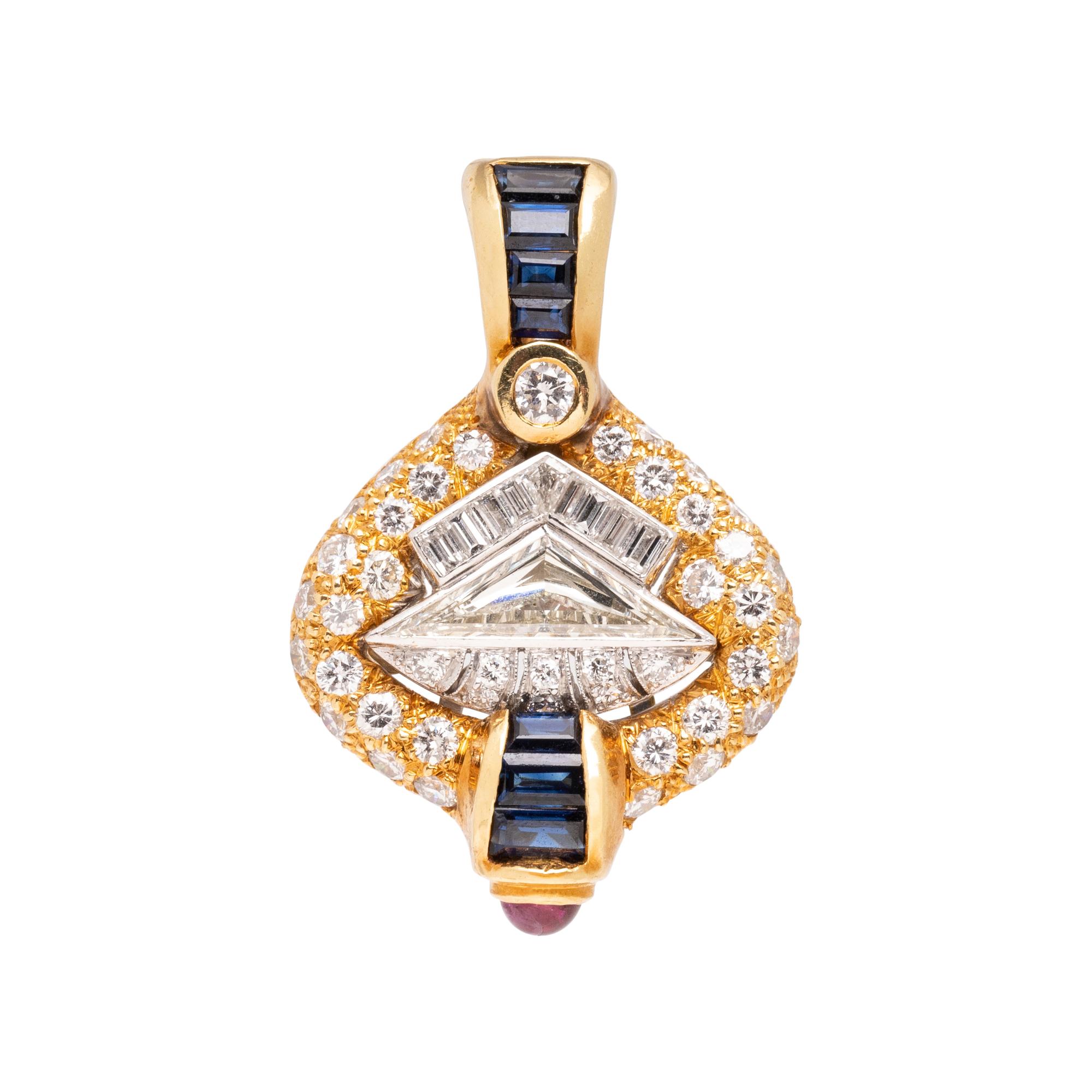 BALOGH, DIAMOND, SAPPHIRE AND RUBY PENDANT
